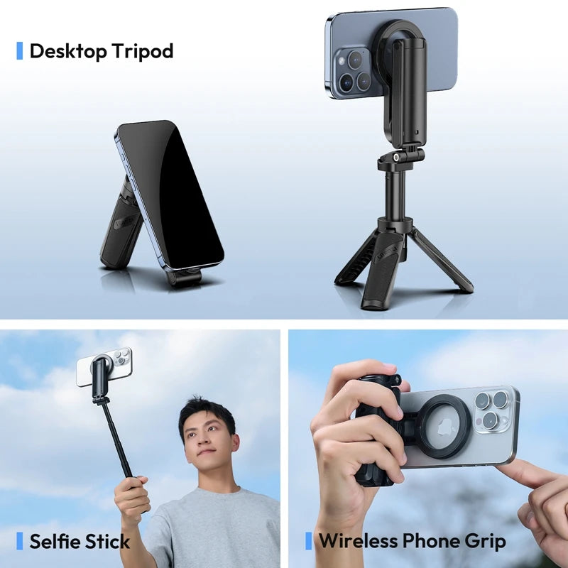 3-in-1 Wireless Phone Tripod Grip with MagSafe Mount and Remote
