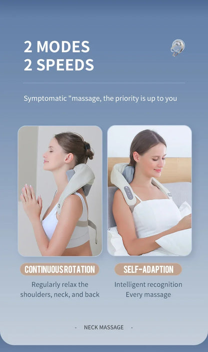 Wireless Neck and Back Massager with Heat, Kneading, and Shoulder Relief