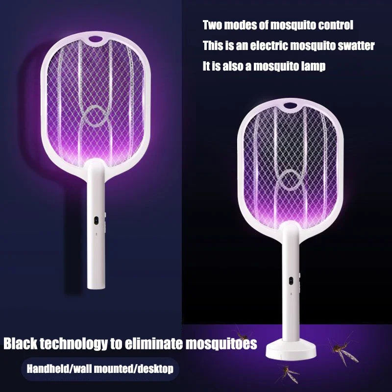 3-in-1 Electric Mosquito Swatter with Lamp and Wall Mount – 3000V & USB-C Charging