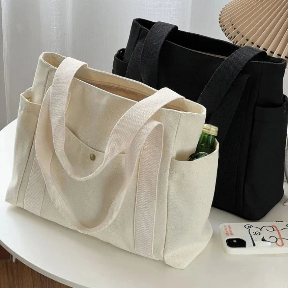 Casual Oxford Canvas Tote for College, Travel and Daily Use