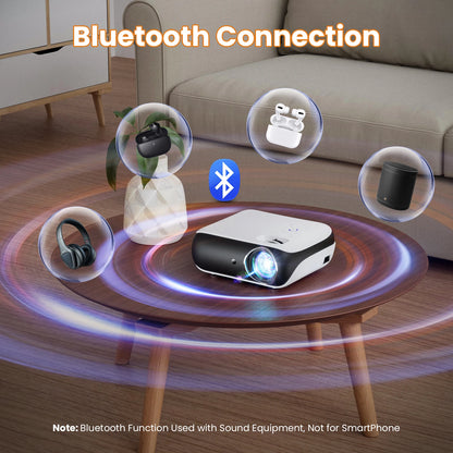 HAPPRUN 1080P Bluetooth Mini Projector with HiFi Speaker