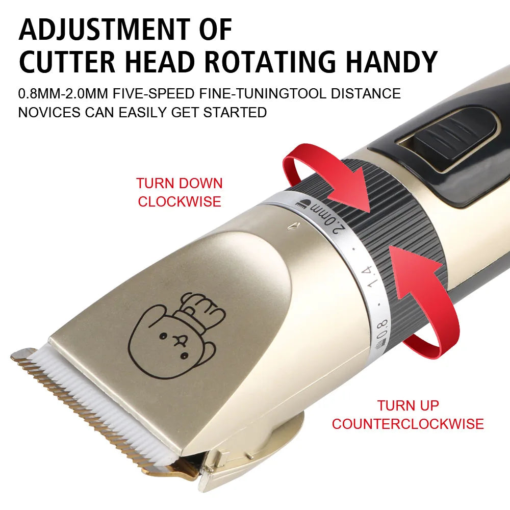 Electric Pet Hair Trimmer for Dogs Cats and Small Animals Kit with Low Noise and Adjustable Blades
