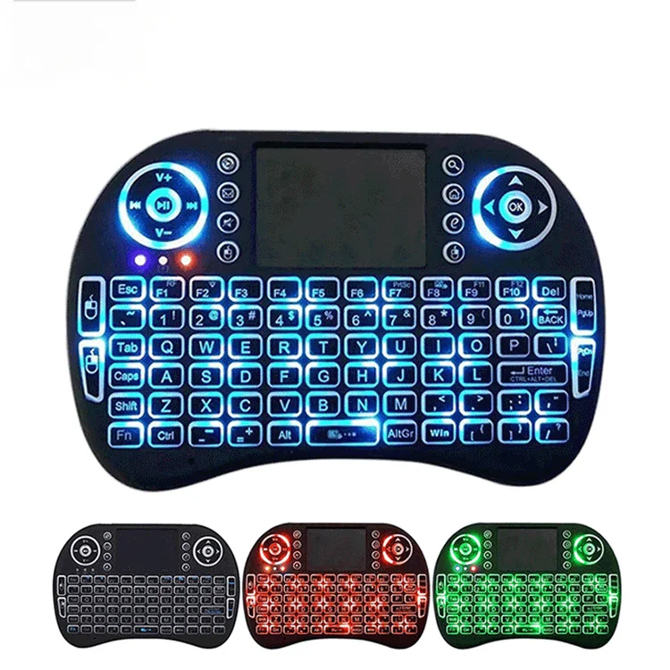 Compact Wireless Keyboard with Touchpad and Remote Control Function