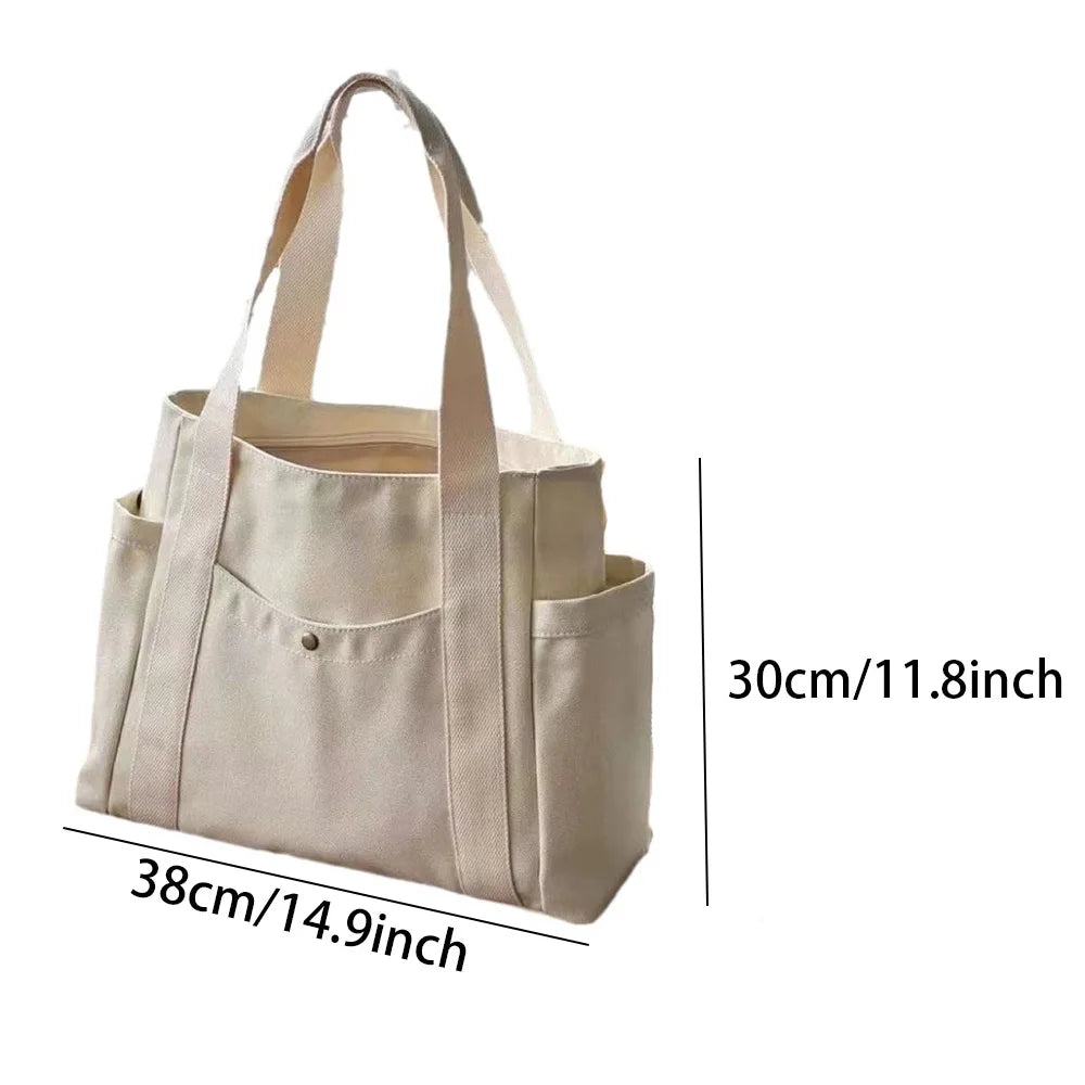 Casual Oxford Canvas Tote for College, Travel and Daily Use