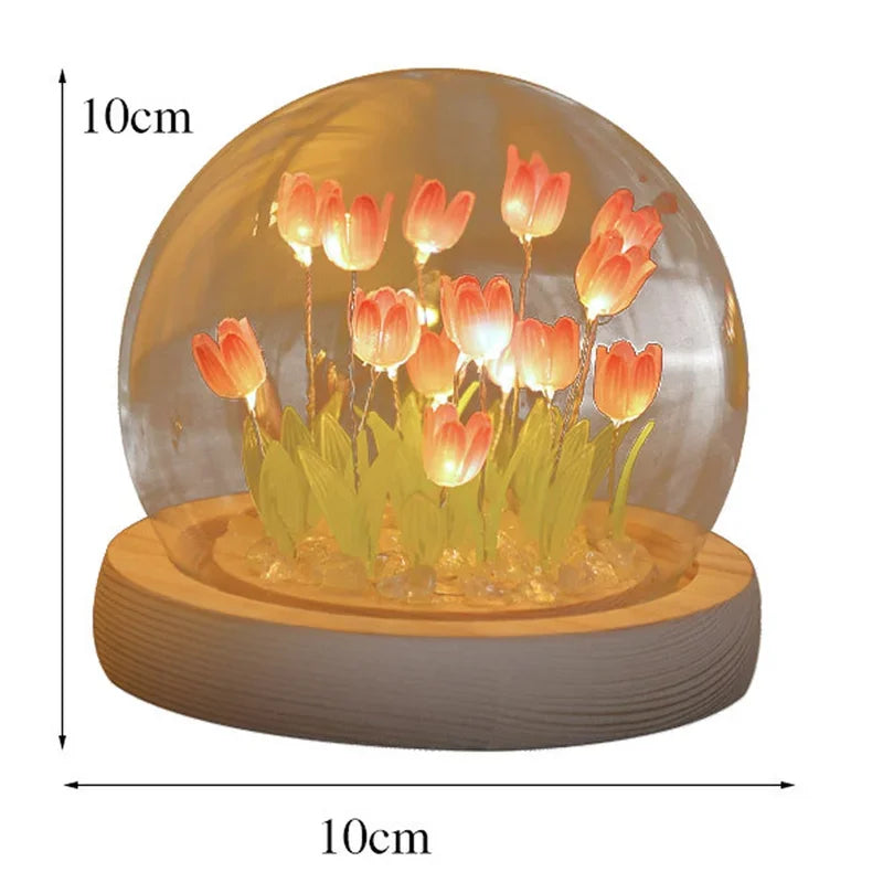 Handmade Tulip Flower LED Night Light for Bedroom Decor