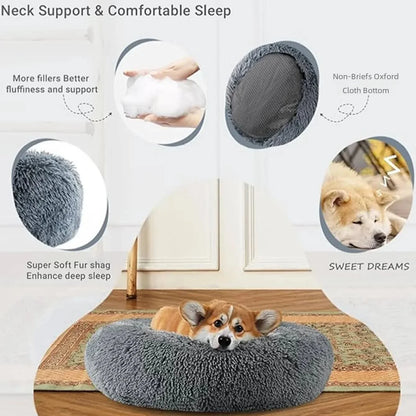 Round Pet Bed for Dogs and Cats Soft Plush