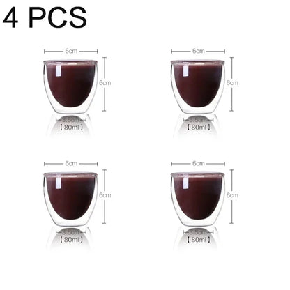 Transparent Borosilicate Double Wall Glass for Espresso, Drinks, and Desserts