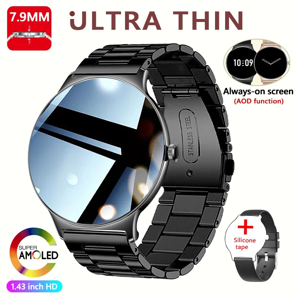 Fashion Slim Smartwatch for Women with Bluetooth 5.3, AMOLED Screen and Advanced Fitness Monitoring