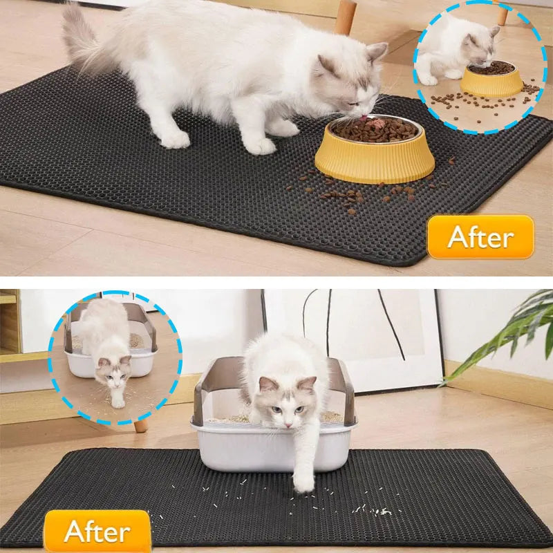 Waterproof Cat Litter Mat Double Layer Trapping Pad for Mess-Free Floors