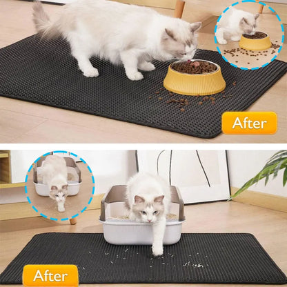 Waterproof Cat Litter Mat Double Layer Trapping Pad for Mess-Free Floors