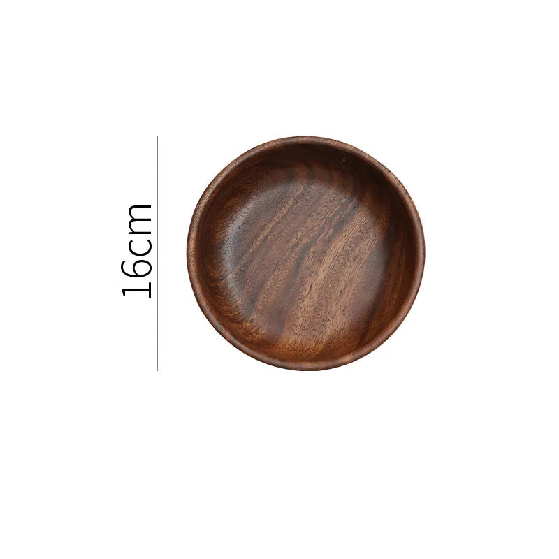 Vintage Solid Wood Salad Bowl Handmade Walnut Serving Bowl