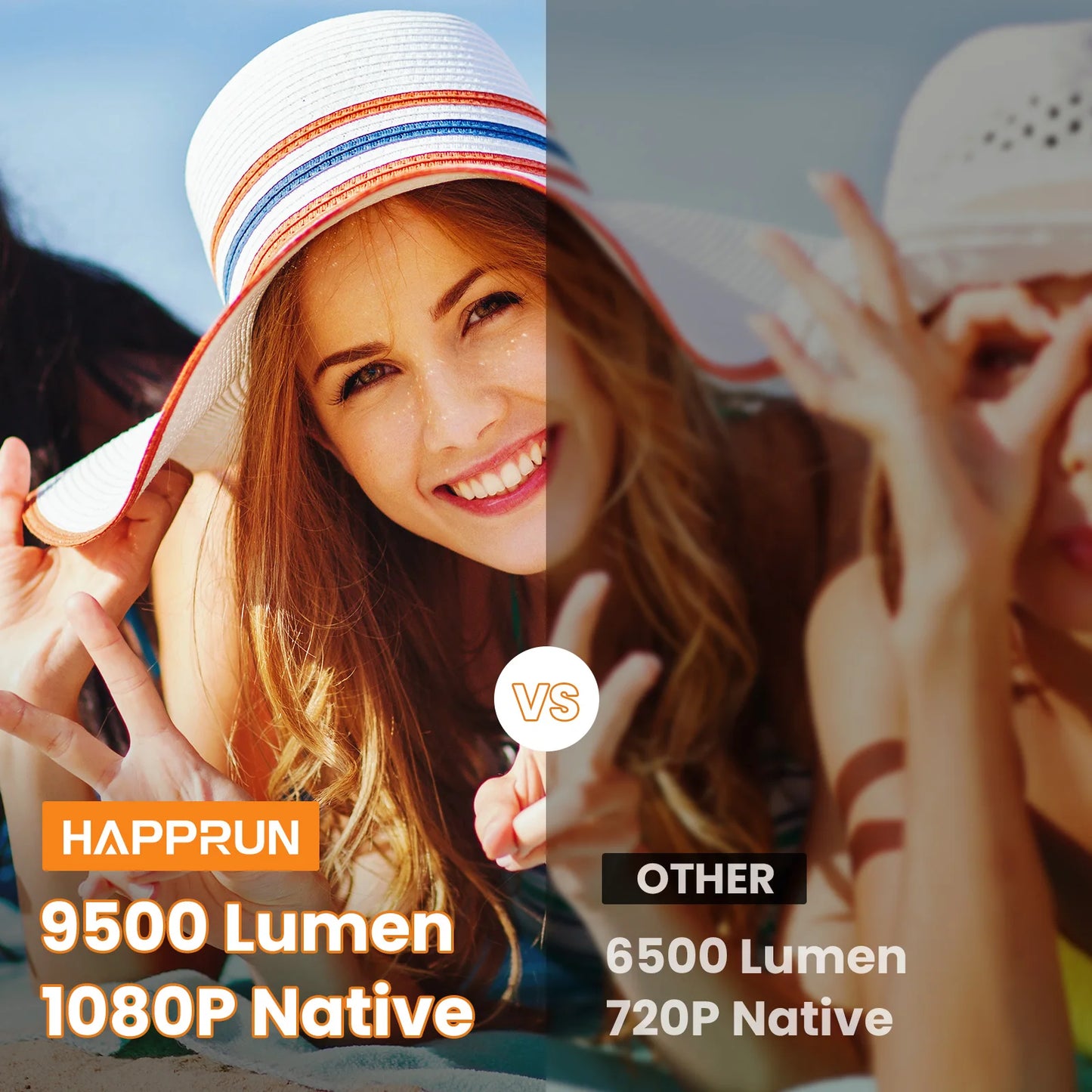 HAPPRUN 1080P Bluetooth Mini Projector with HiFi Speaker