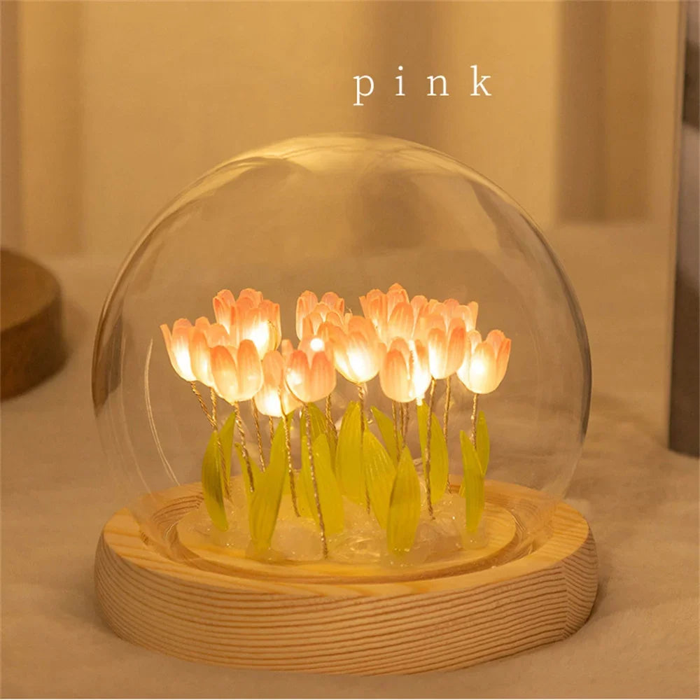Handmade Tulip Flower LED Night Light for Bedroom Decor
