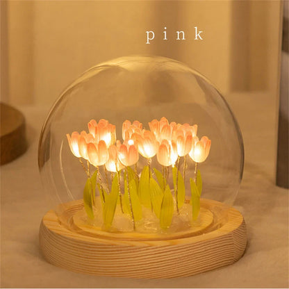 Handmade Tulip Flower LED Night Light for Bedroom Decor