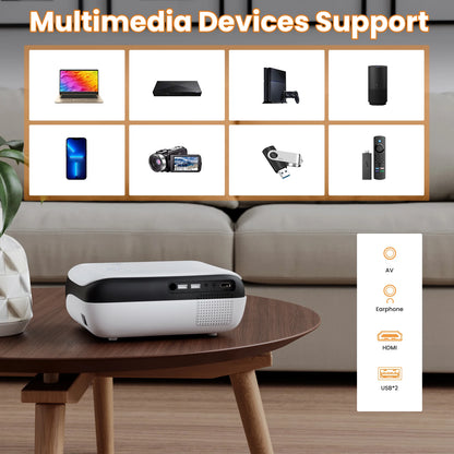 HAPPRUN 1080P Bluetooth Mini Projector with HiFi Speaker
