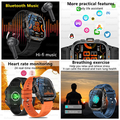 Men's Sports Smartwatch with HD Bluetooth Call & 100+ Modes – Military Grade