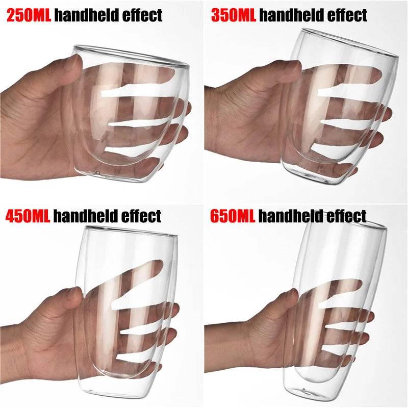 Elegant Double Wall Glass Cup for Coffee, Tea, Latte, and Cold Brews