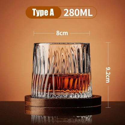 Spinning Tumbler Whiskey Glass for Brandy, Wine, and Spirits