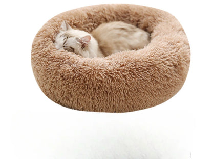 Soft Plush Cat Bed Washable Round Nest for Small Pets