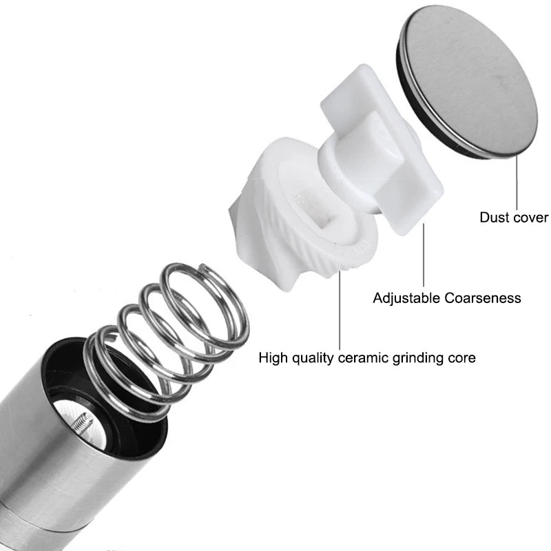 2-in-1 Manual Salt & Pepper Grinder Stainless Steel Adjustable Ceramic Spice Mill