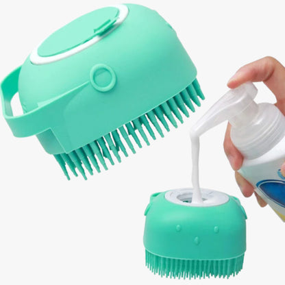 Pet Shampoo Brush with 80ml Dispenser for Dogs and Cats - Soft Silicone