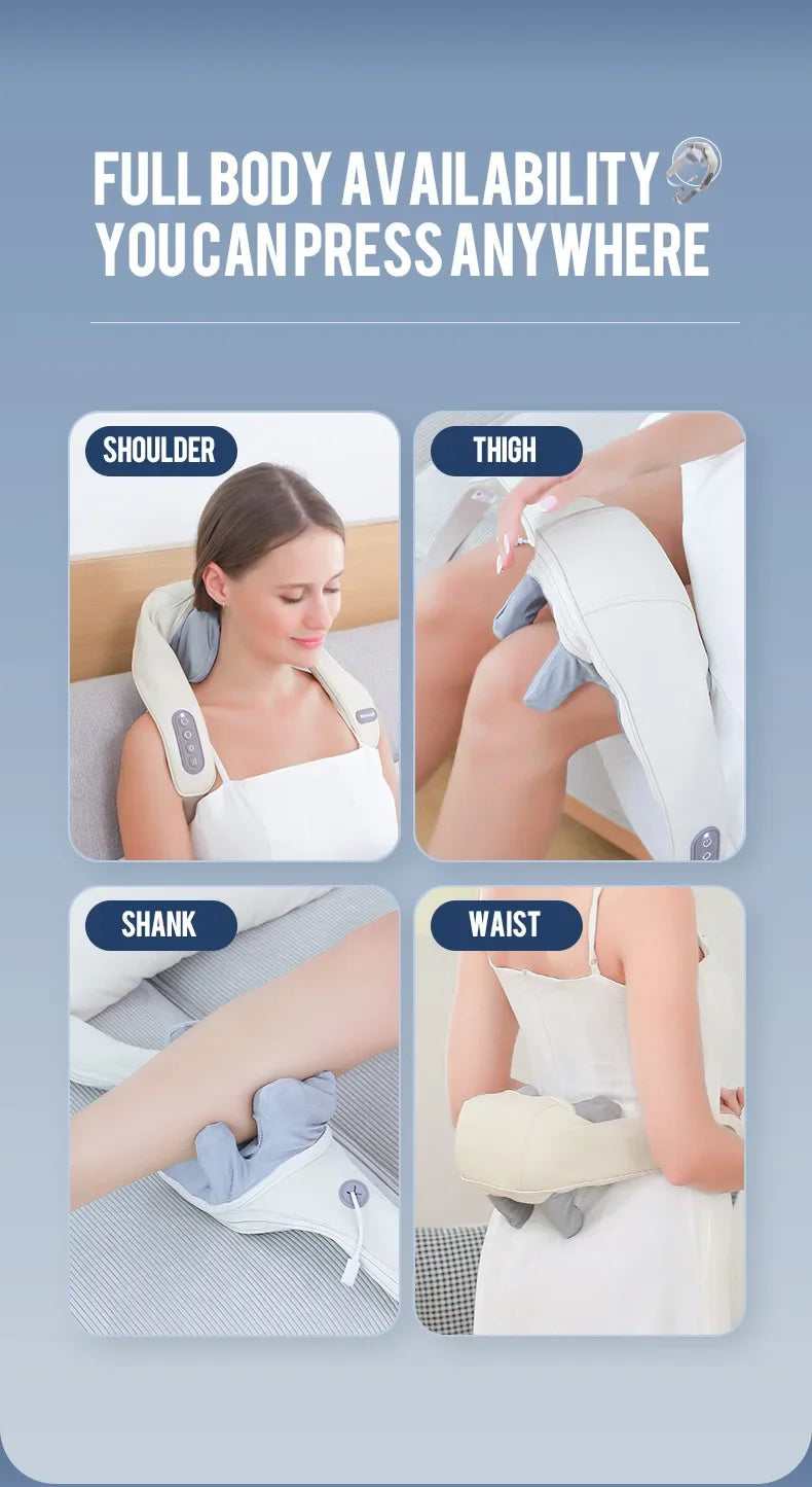 Wireless Neck and Back Massager with Heat, Kneading, and Shoulder Relief