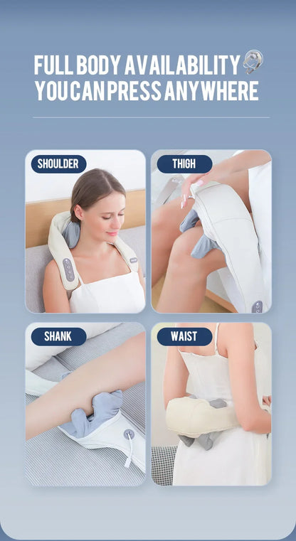 Wireless Neck and Back Massager with Heat, Kneading, and Shoulder Relief