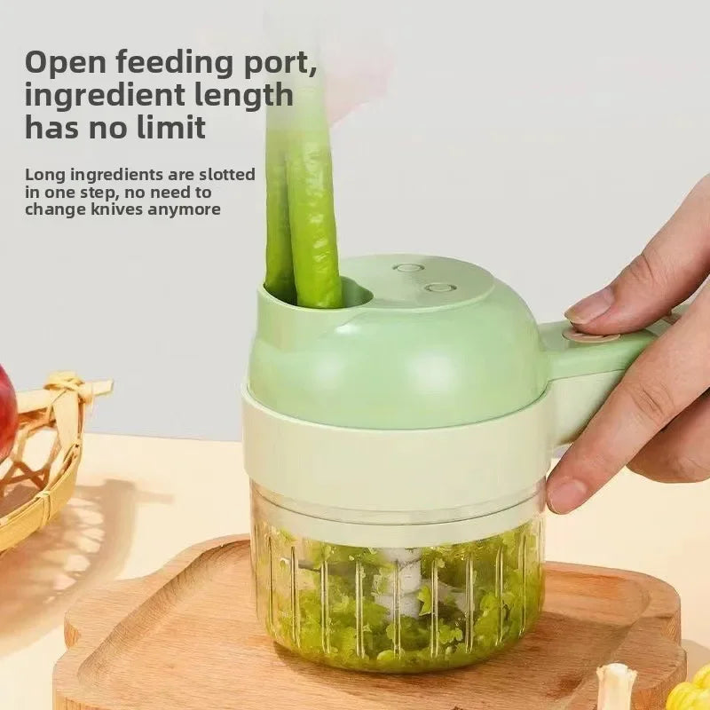 4-in-1 Handheld Electric Food Processor with Cutter, Peeler and Brush