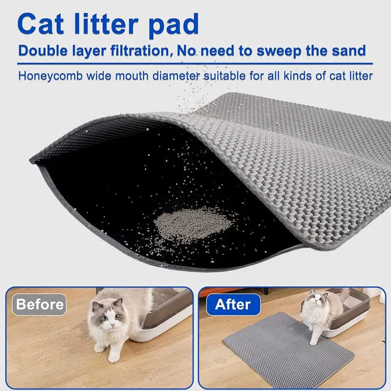 Waterproof Cat Litter Mat Double Layer Trapping Pad for Mess-Free Floors