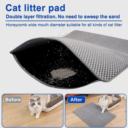 Waterproof Cat Litter Mat Double Layer Trapping Pad for Mess-Free Floors
