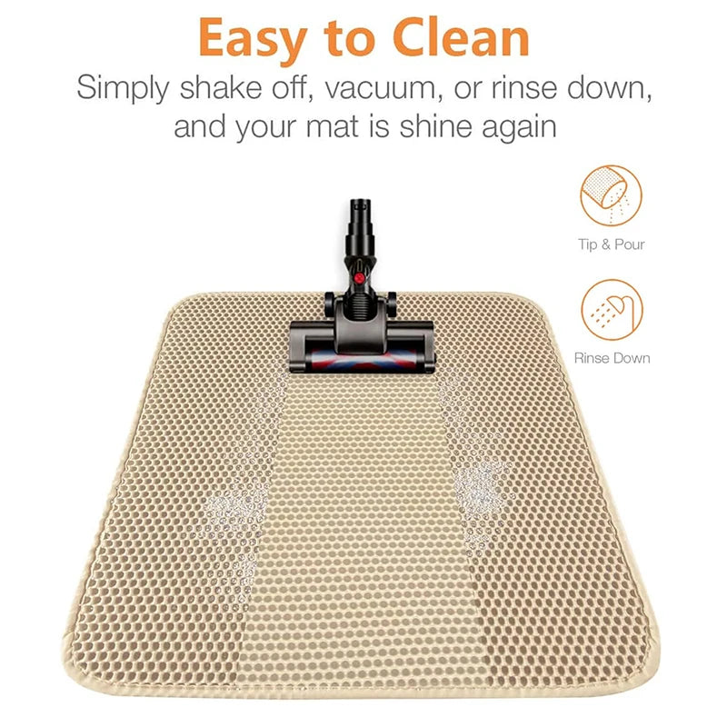 Waterproof Cat Litter Mat Double Layer Trapping Pad for Mess-Free Floors