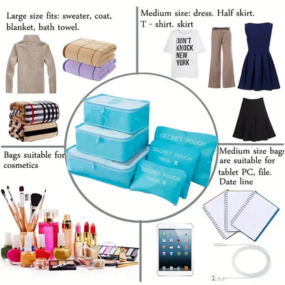 6 Pcs Travel Storage Bags for Clothes, Shoes and Toiletries