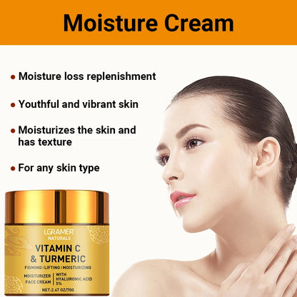 Hyaluronic and Retinol Face Moisturiser with Turmeric and Vitamin C for Smooth Skin