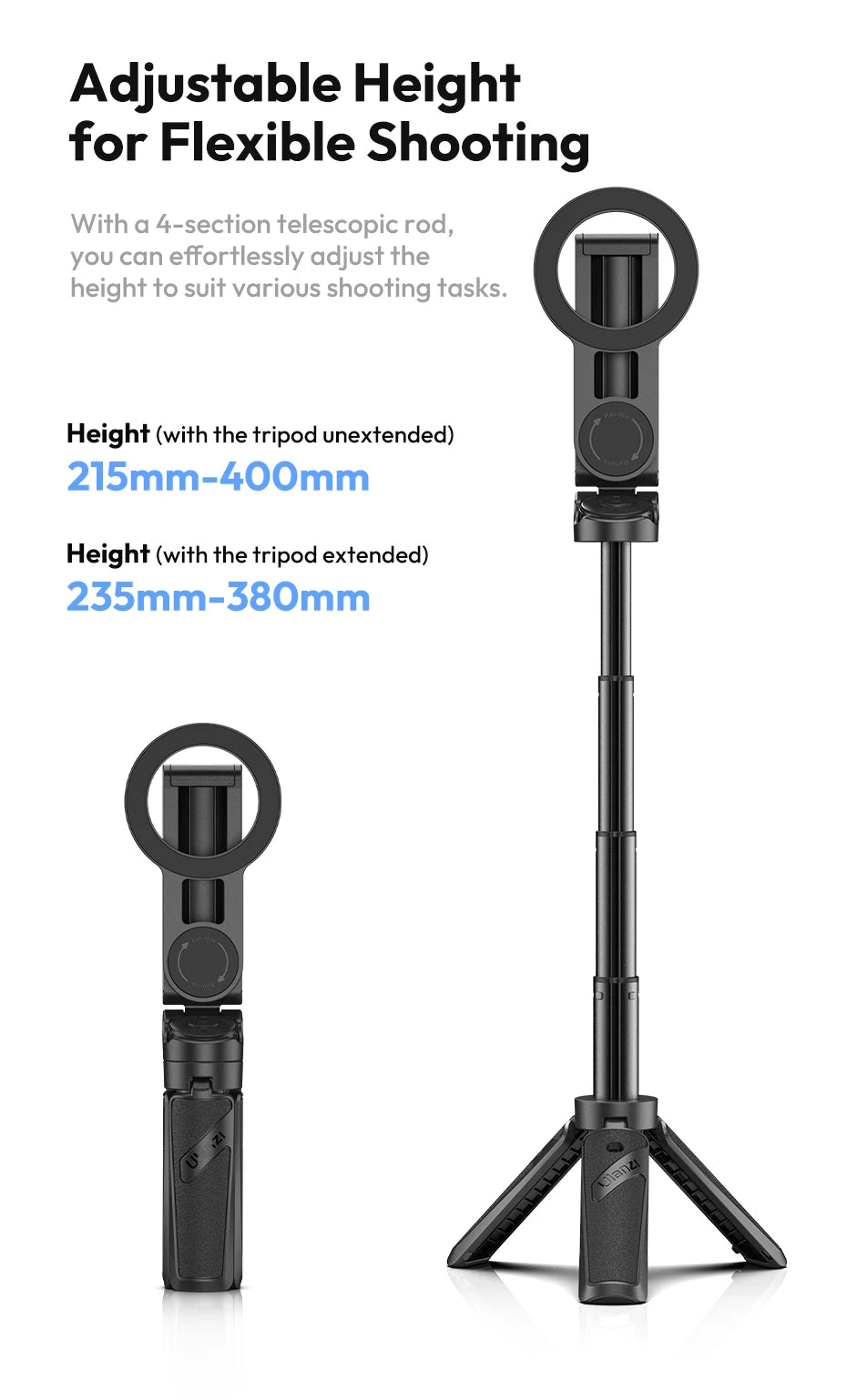 3-in-1 Wireless Phone Tripod Grip with MagSafe Mount and Remote