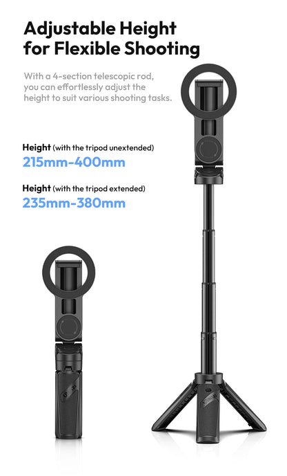 3-in-1 Wireless Phone Tripod Grip with MagSafe Mount and Remote