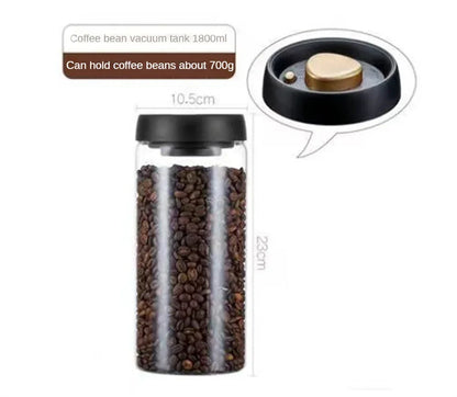 Vacuum Sealed Coffee Bean Storage Jar Airtight Glass Food Container