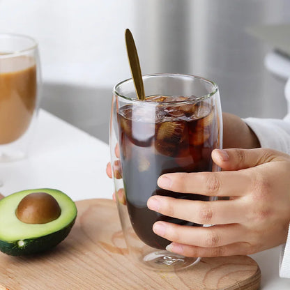 Transparent Borosilicate Double Wall Glass for Espresso, Drinks, and Desserts