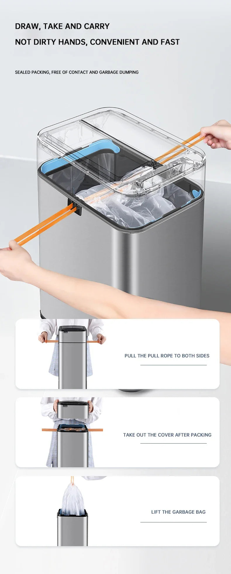 Automatic Sensor Bin 20L Stainless Steel Smart Trash Can