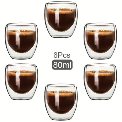 Transparent Borosilicate Double Wall Glass for Espresso, Drinks, and Desserts