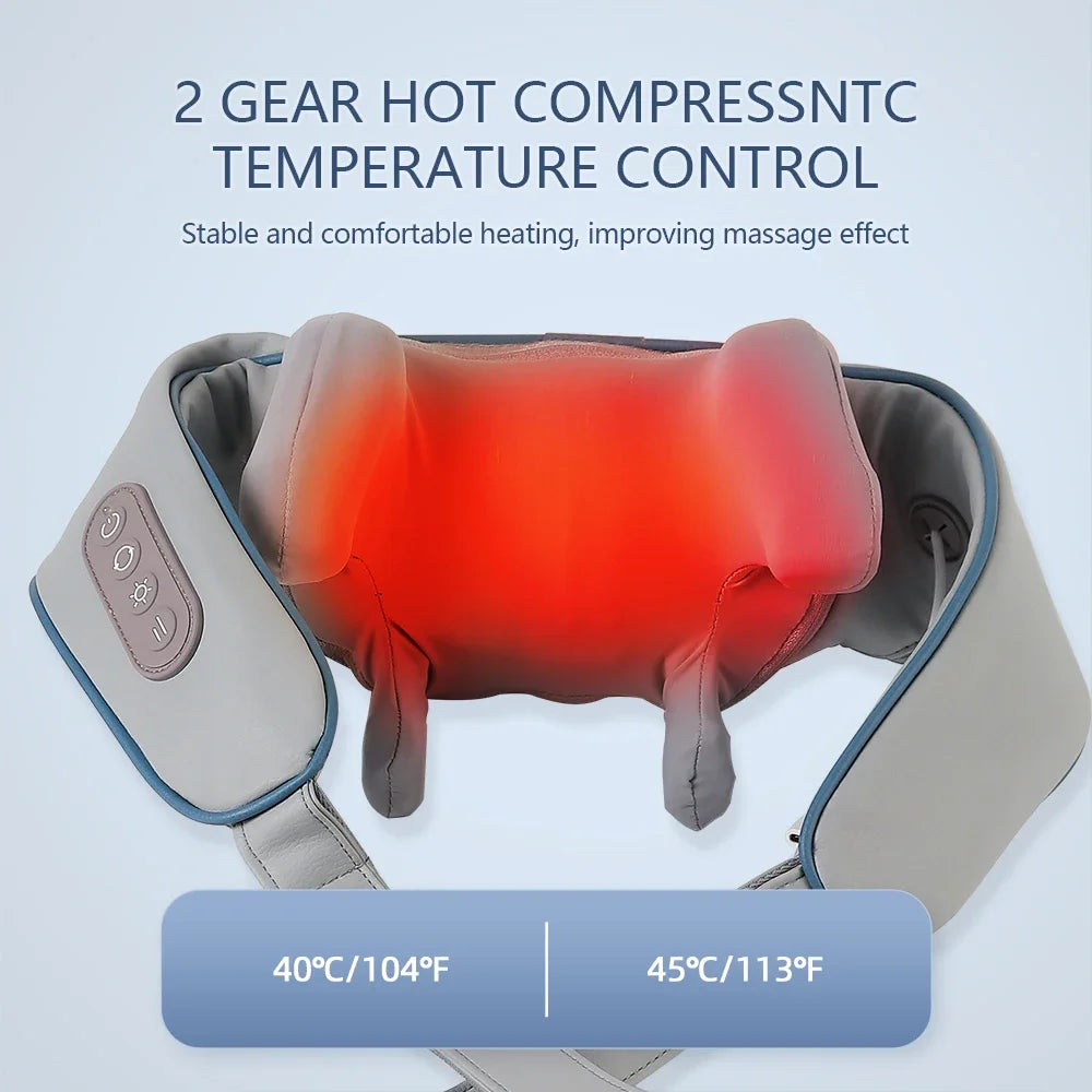 Wireless Neck and Back Massager with Heat, Kneading, and Shoulder Relief