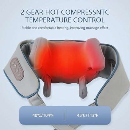 Wireless Neck and Back Massager with Heat, Kneading, and Shoulder Relief