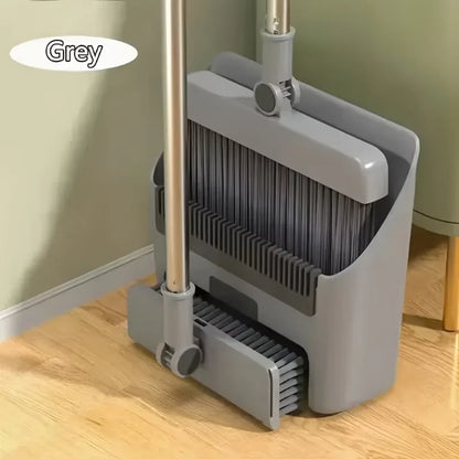 3-in-1 Folding Broom and Dustpan Set for Multi-Surface Cleaning