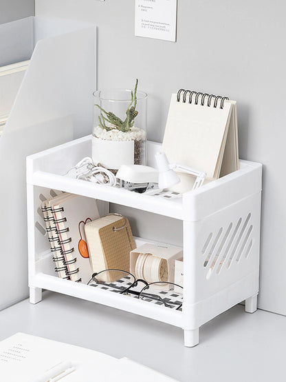 Double Layer Desktop Storage Rack for Office, Cosmetics and Stationery