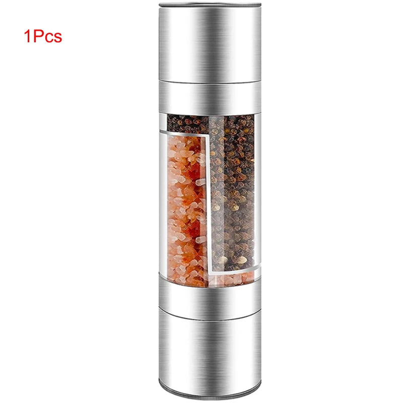 2-in-1 Manual Salt & Pepper Grinder Stainless Steel Adjustable Ceramic Spice Mill