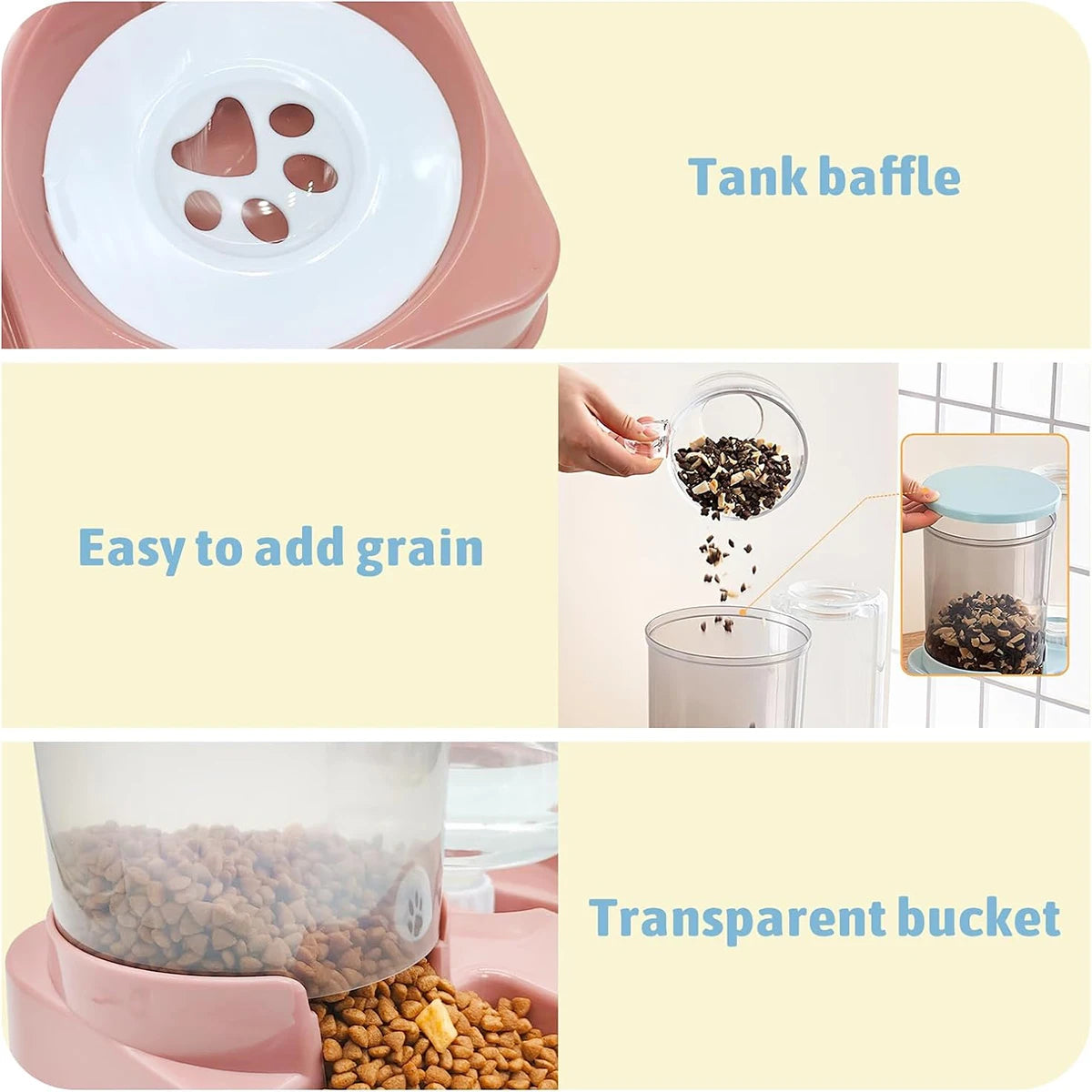 2-in-1 Tilted Pet Feeder Automatic Food and Water Station for Cats