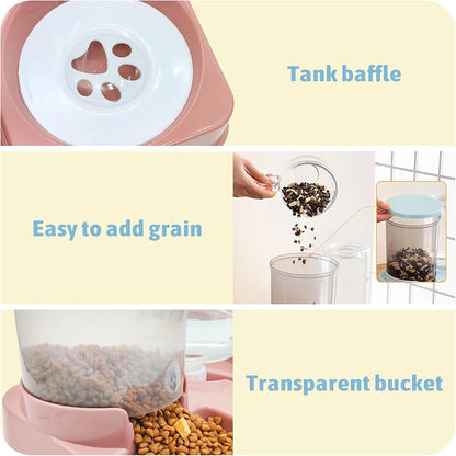 2-in-1 Tilted Pet Feeder Automatic Food and Water Station for Cats