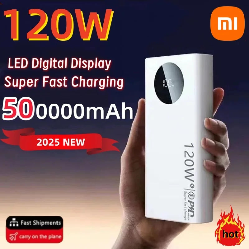 120W 50000mAh Portable Power Bank with Super Fast Charging and LED Display