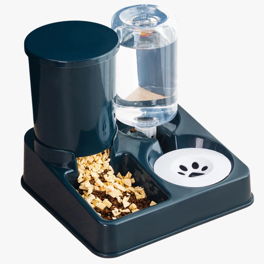 2-in-1 Tilted Pet Feeder Automatic Food and Water Station for Cats