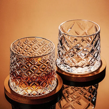 Spinning Tumbler Whiskey Glass for Brandy, Wine, and Spirits