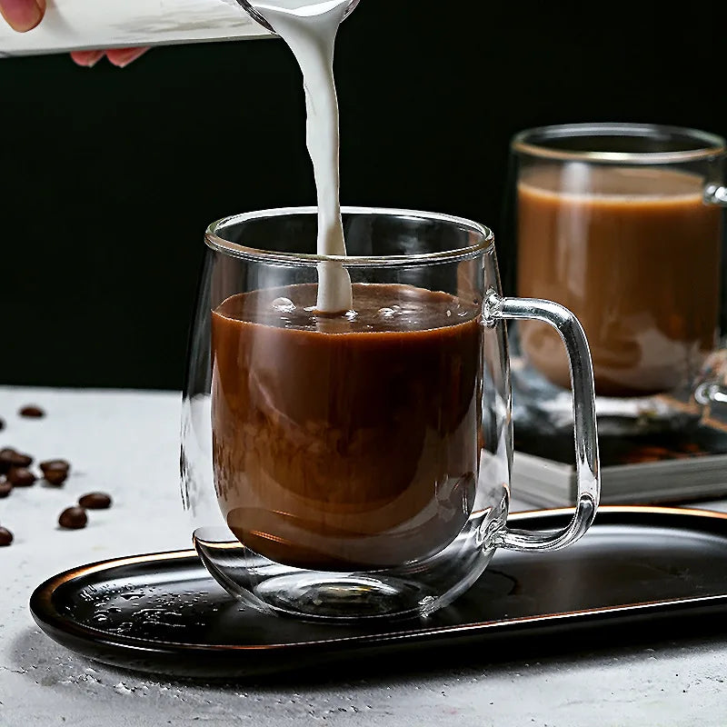 Elegant Double Wall Glass Cup for Coffee, Tea, Latte, and Cold Brews